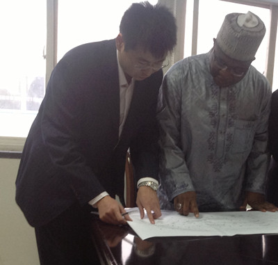 Nigerian customers visit us for cattle/ sheep slaughtering equipment